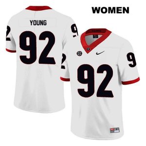 Women's Georgia Bulldogs NCAA #92 Justin Young Nike Stitched White Legend Authentic College Football Jersey NMI3854FN